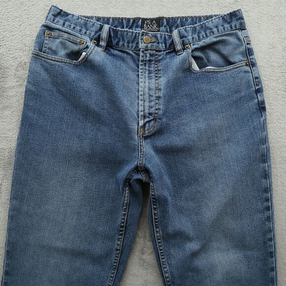 Jos A Bank Traveler Jeans Mens Size 34x29 Blue Relaxed Straight Flex Denim Pants - Picture 10 of 15